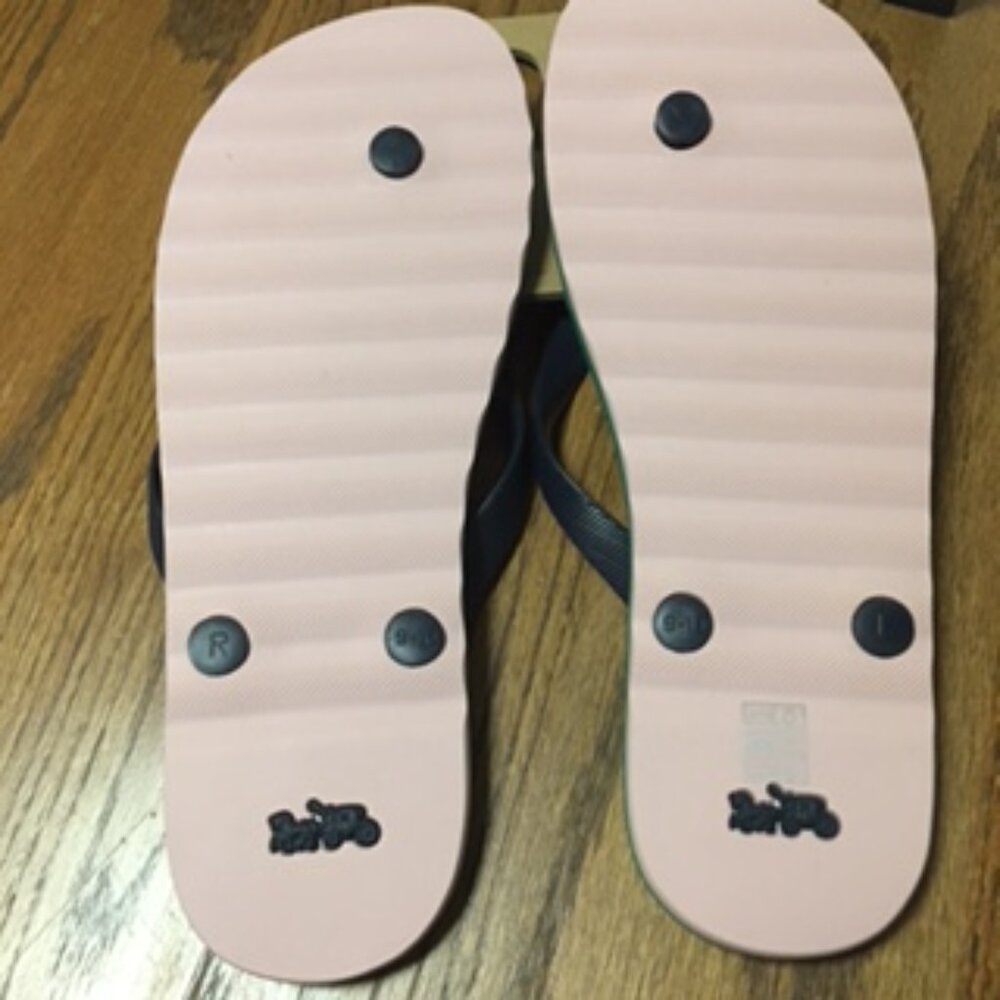 NWT Coach Black Watermelon Logo Flip Flops Size 9-10 - Picture 6 of 8